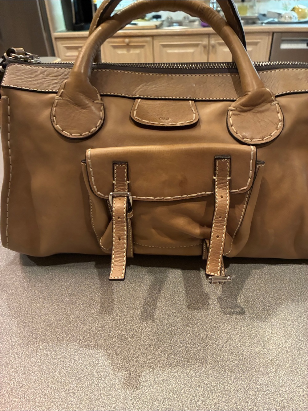 Chloe brown leather Edith bag with distinctive front buckled pocket